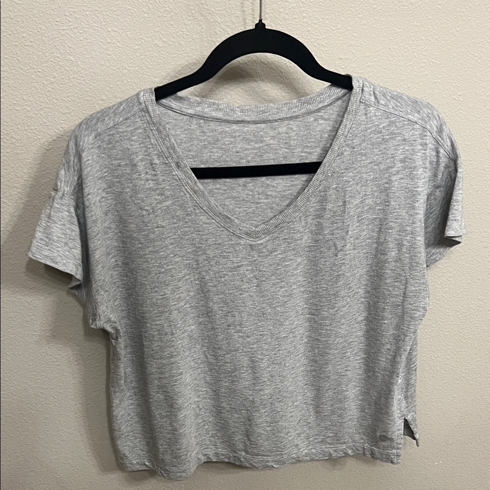 Gray V-Neck Women's Top